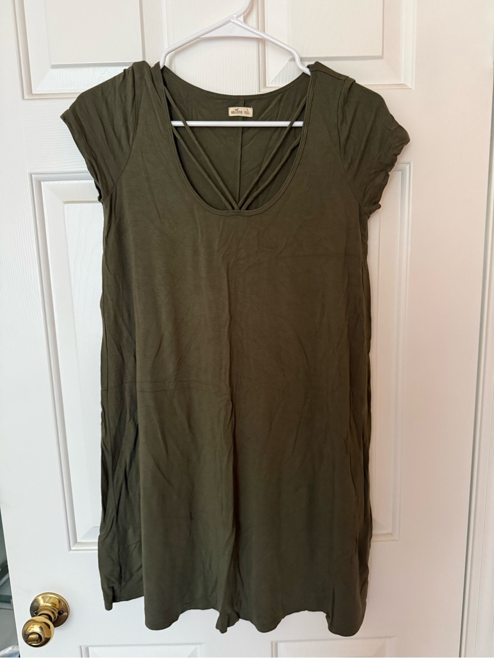 Hollister Olive Scoop Neck Tunic with Strappy Back